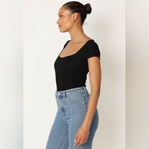 Forever 21 Women's Square-Cut Neckline Tee Bodysuits XL Set of 2 White & Black